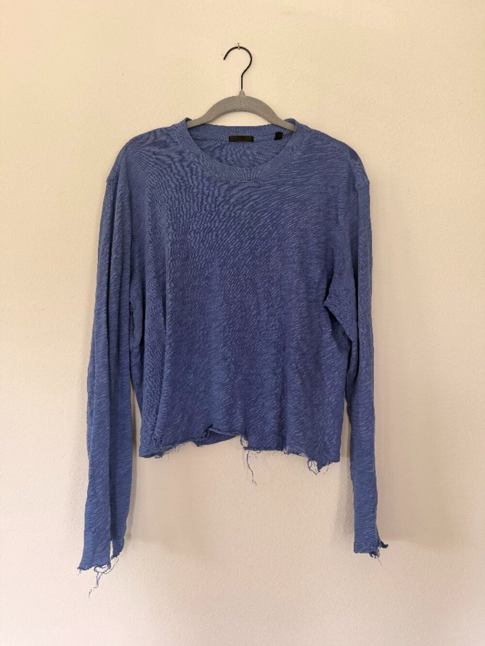 ATM Anthony Thomas Melillo Distressed Blue Long Sleeve Tee